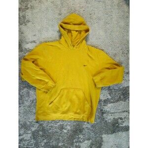 Vintage Men's Nike Embroidered Swoosh Size 2XL Hoodie Yellow Rare Mid-90s